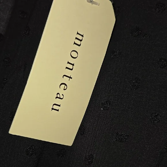 Monteau Black Sheath Dress with Mock Neck and Flutter Cap Sleeves - Picture 3 of 6